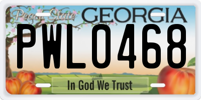 GA license plate PWL0468