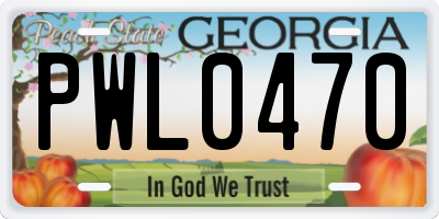 GA license plate PWL0470