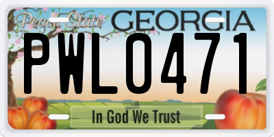 GA license plate PWL0471