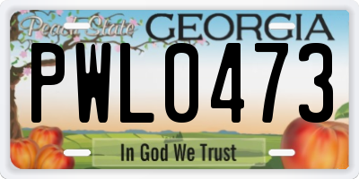 GA license plate PWL0473