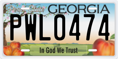 GA license plate PWL0474