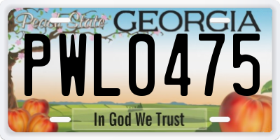 GA license plate PWL0475