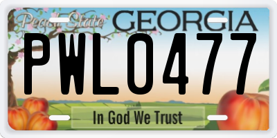 GA license plate PWL0477