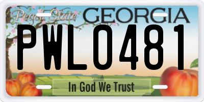 GA license plate PWL0481