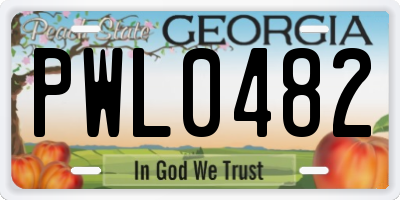 GA license plate PWL0482
