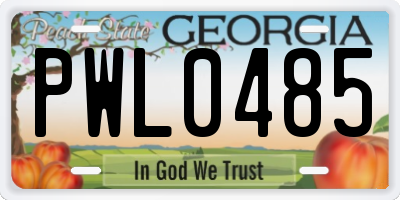 GA license plate PWL0485