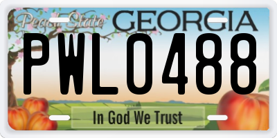 GA license plate PWL0488