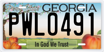 GA license plate PWL0491