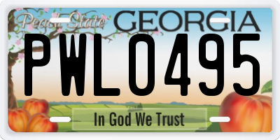GA license plate PWL0495
