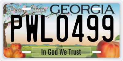 GA license plate PWL0499
