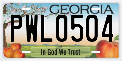 GA license plate PWL0504