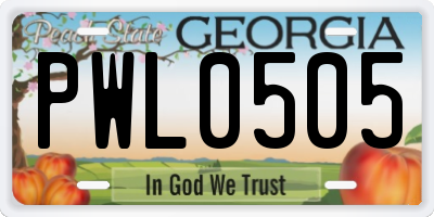 GA license plate PWL0505
