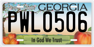 GA license plate PWL0506