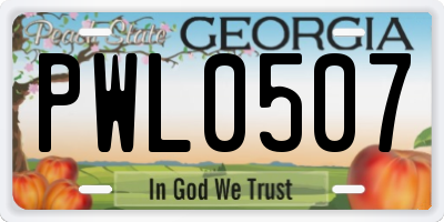 GA license plate PWL0507