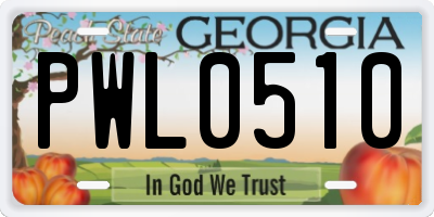 GA license plate PWL0510