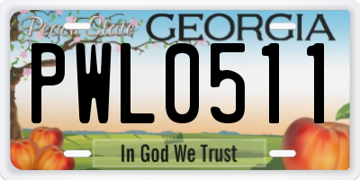 GA license plate PWL0511