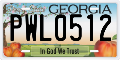 GA license plate PWL0512