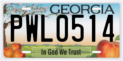 GA license plate PWL0514