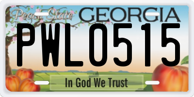 GA license plate PWL0515