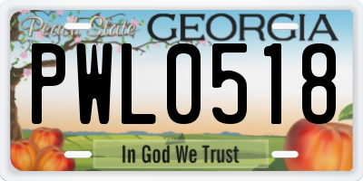 GA license plate PWL0518