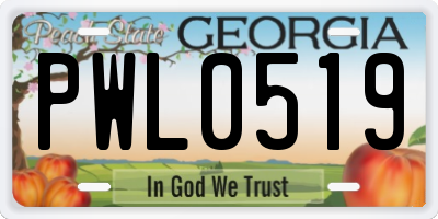 GA license plate PWL0519