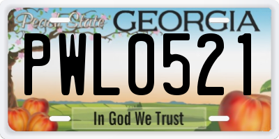GA license plate PWL0521