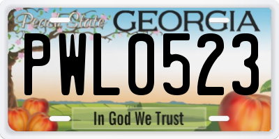 GA license plate PWL0523