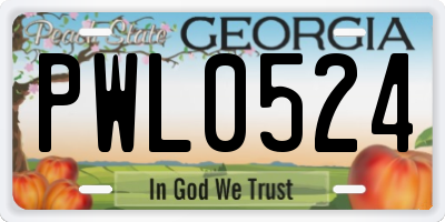 GA license plate PWL0524