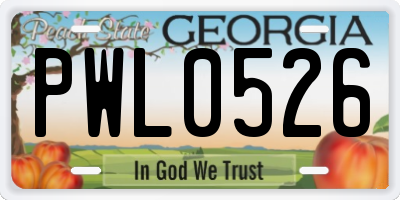 GA license plate PWL0526