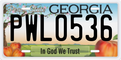 GA license plate PWL0536