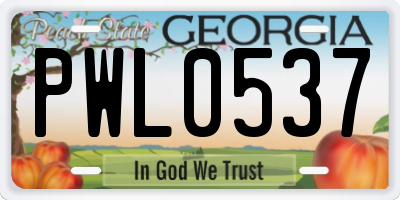 GA license plate PWL0537