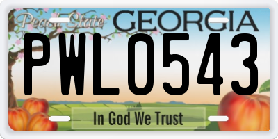 GA license plate PWL0543