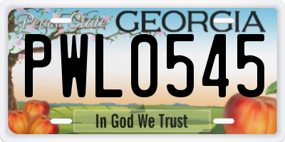 GA license plate PWL0545