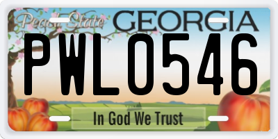GA license plate PWL0546