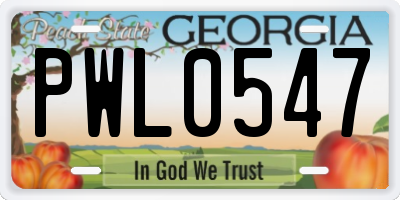 GA license plate PWL0547