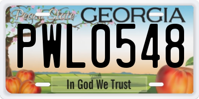 GA license plate PWL0548