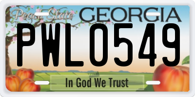 GA license plate PWL0549