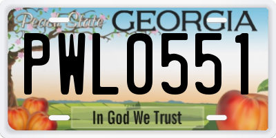 GA license plate PWL0551