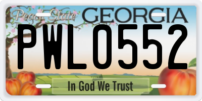 GA license plate PWL0552