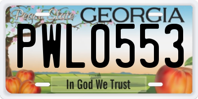 GA license plate PWL0553