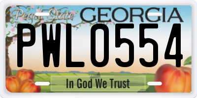 GA license plate PWL0554