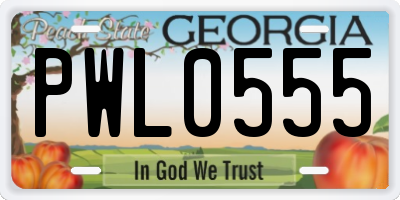 GA license plate PWL0555