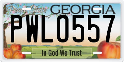 GA license plate PWL0557