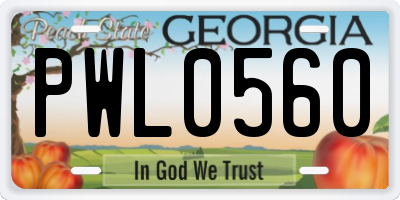 GA license plate PWL0560
