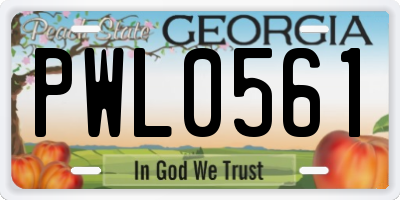 GA license plate PWL0561