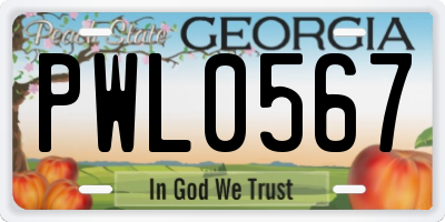 GA license plate PWL0567