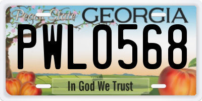 GA license plate PWL0568