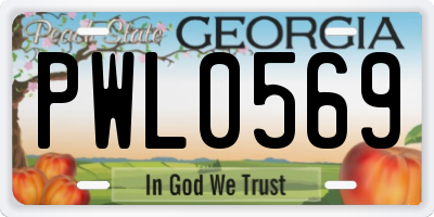 GA license plate PWL0569