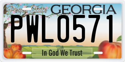 GA license plate PWL0571