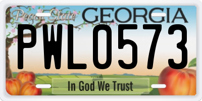 GA license plate PWL0573